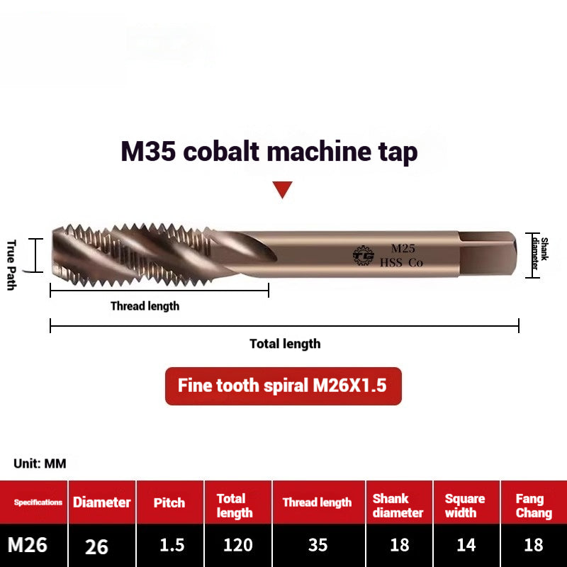 1104-M35 Cobalt straight flute tap machine tapping stainless steel special high-speed steel tapping coarse teeth spiral apex Shandong Denso Pricision Tools Co.,Ltd.